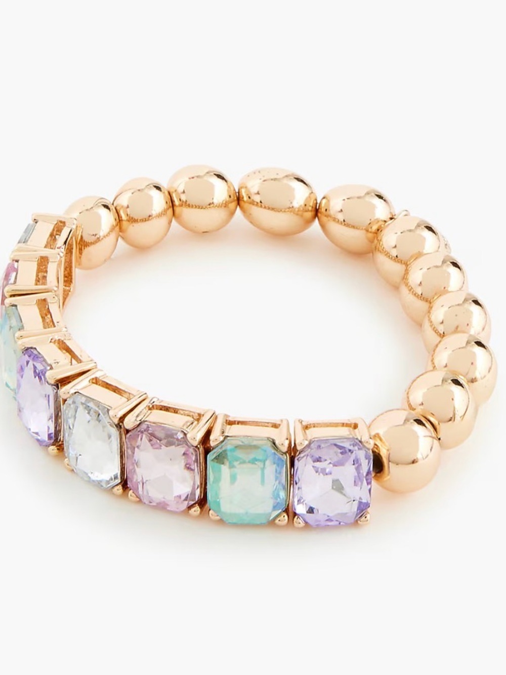 Crewcuts Gold Bead Stretch Bracelet with Pastel Gemstones
